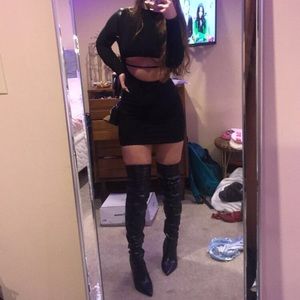 Guess knee high crocodile print stilettos